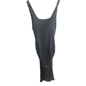Good American Olive Green Tank Dress Ruched Bodycon Casual‎ Sleeveless